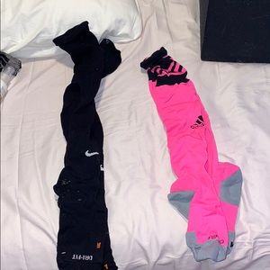 Pink Adidas Socks and Black Nike socks